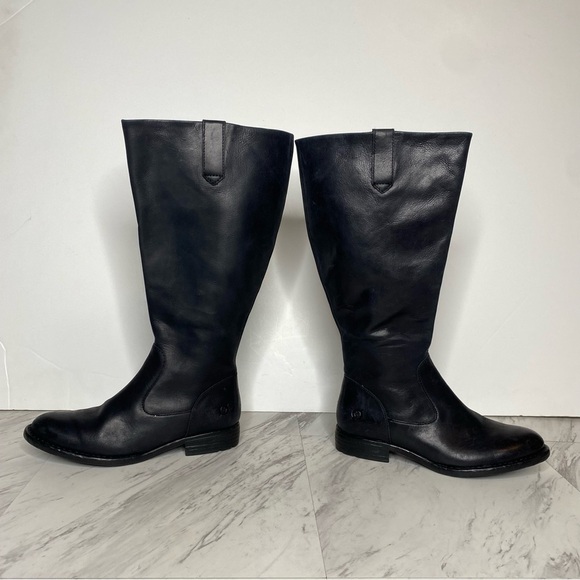 Born Shaunie Black Leather Wide Calf Riding Boot 6M - Picture 7 of 15